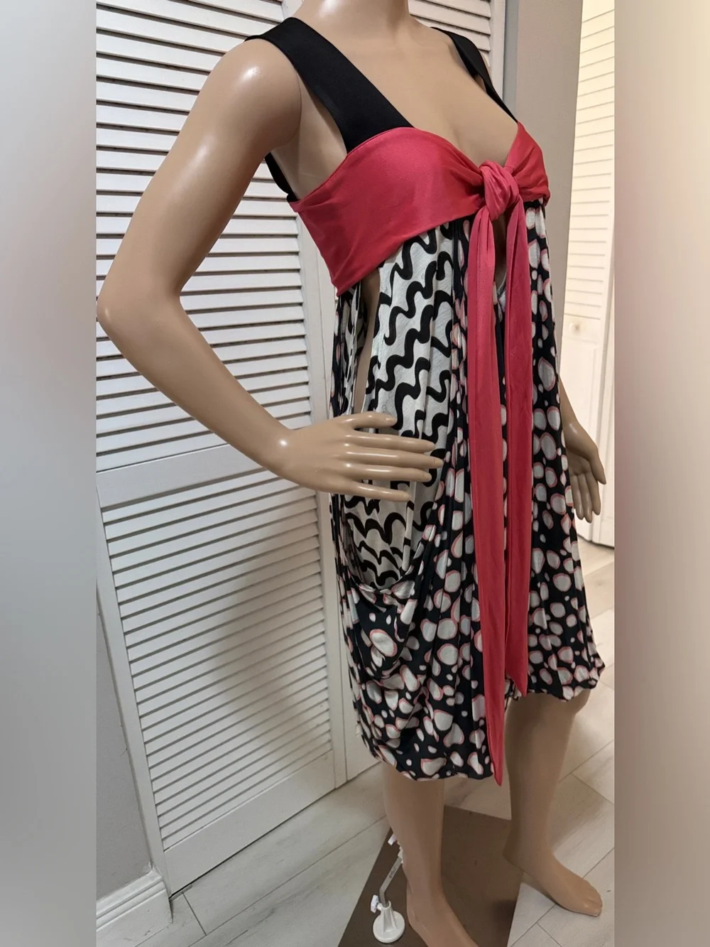 Tsumori Chisato Graphic Bubble Hem Dress | Avant-Garde Tie Front Designer Piece
